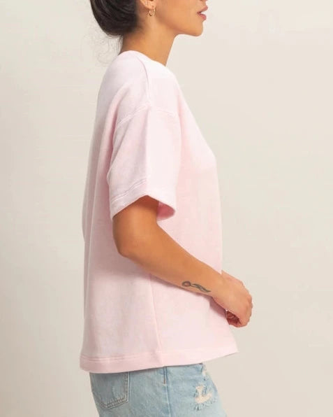 Hayden Textured Short Sleeve Top- Soft Pink