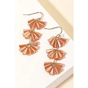 Tiered Glass Bead Earrings- Champagne