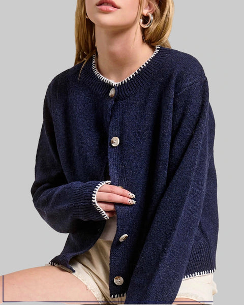 Blanket Stitch Cardigan- Galaxy