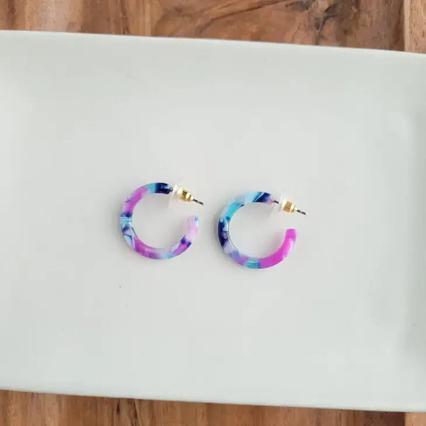 Cam Mini Hoops- Purple Party