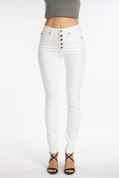 KanCan White Super Skinny Button Fly Jeans