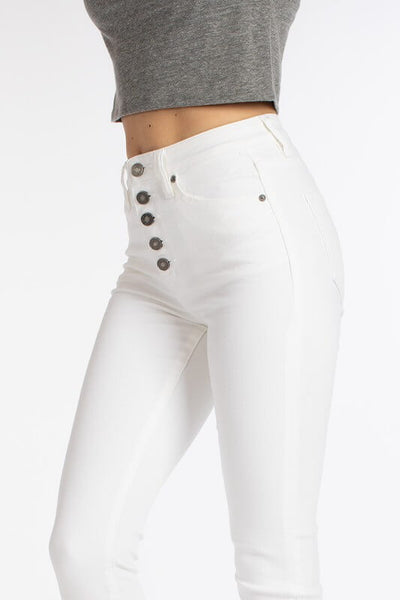 KanCan White Super Skinny Button Fly Jeans