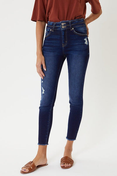 KanCan High Rise Double Button Skinny Jeans