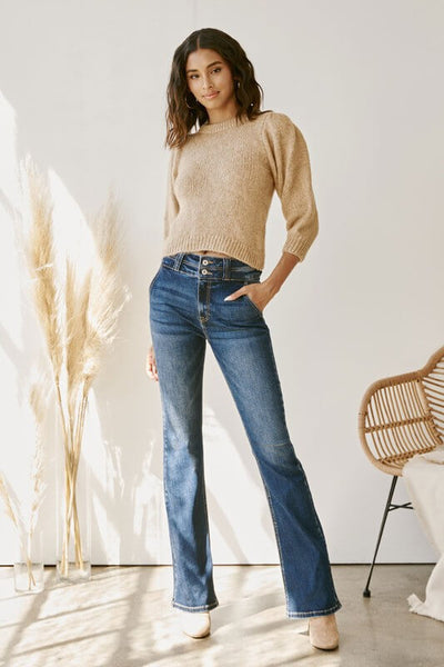 KanCan High Rise Double Button Fly Bootcut Jeans