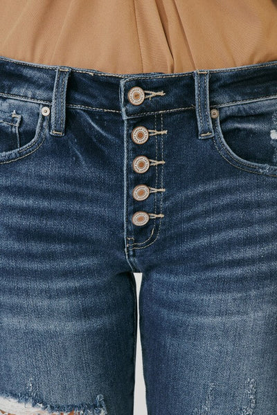 KanCan High Rise Button Down Girlfriend Jeans