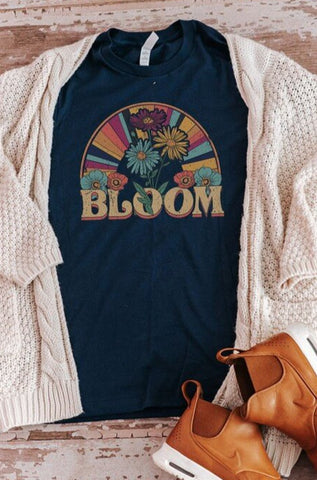 "Bloom" Graphic Tee- Navy
