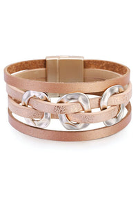 Camdyn Multi Strand Leather Bracelet- Brown