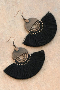 Delilah Boho Tassel Earrings- Black