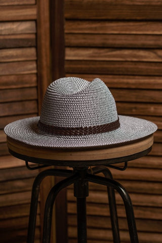 Two Tone Panama Hat- Black