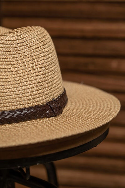 Two Tone Panama Hat- Beige