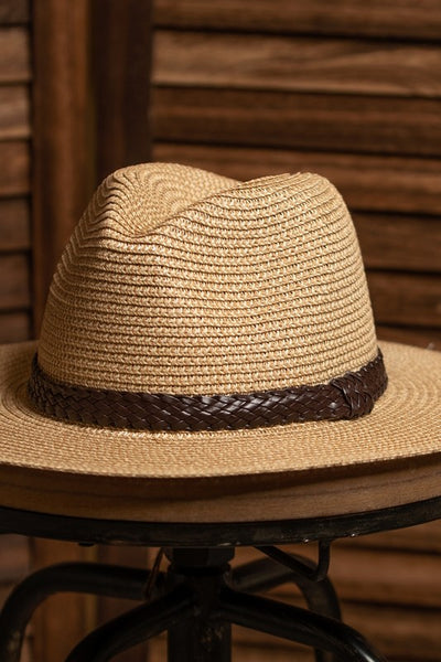 Two Tone Panama Hat- Beige