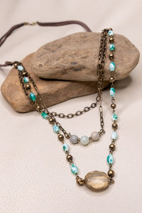 Layered Beaded Necklace- Turquoise