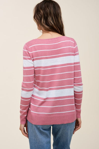 Linden Striped Sweater- Pink