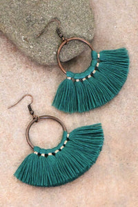 Jessa Boho Tassel Earrings- Peacock Green