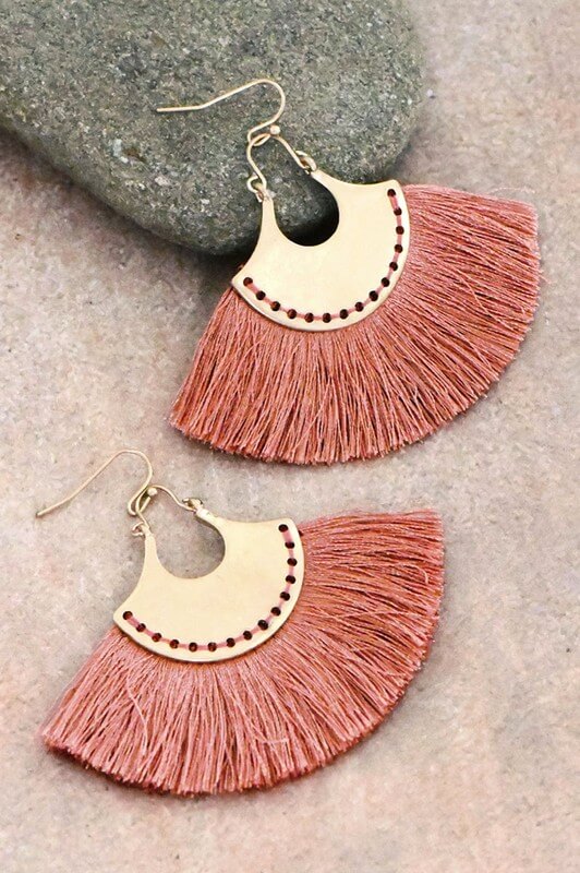 Gillian Boho Tassel Earrings- Coral