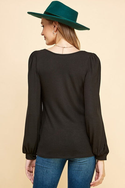 Eloise Puff Sleeve Top- Black