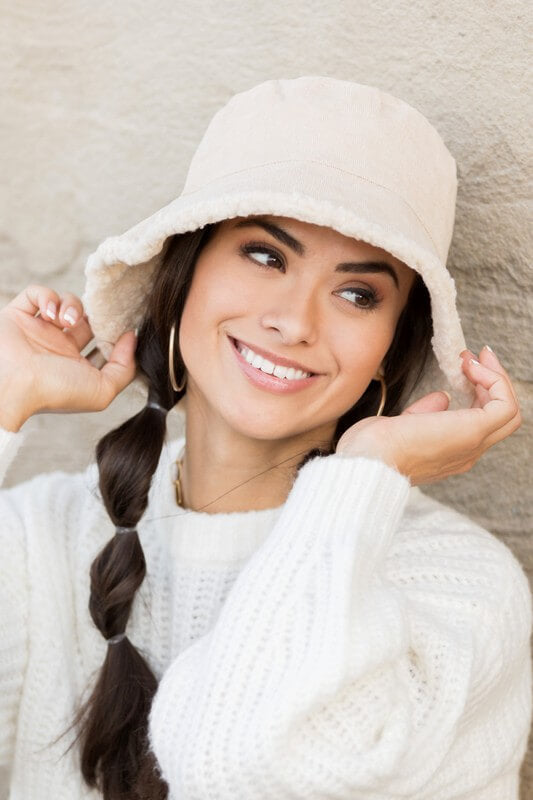 Rhett Sherpa Bucket Hat- Cream