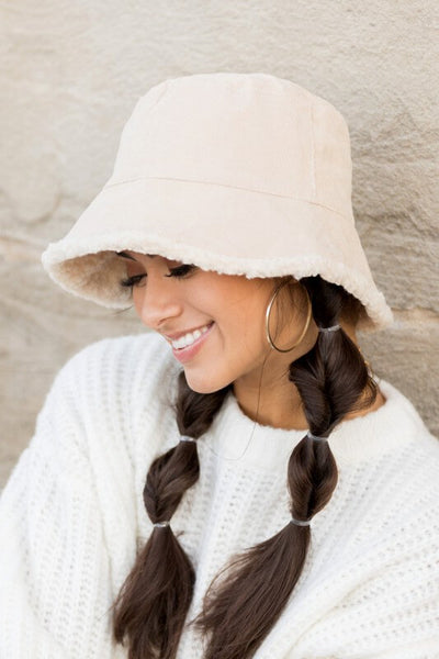 Rhett Sherpa Bucket Hat- Cream