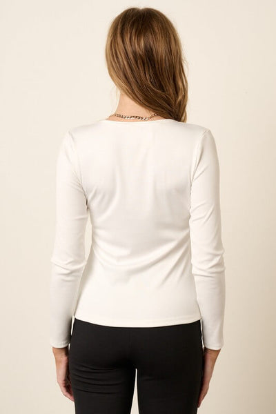 Taylor Fitted Rib Knit Top- Off White