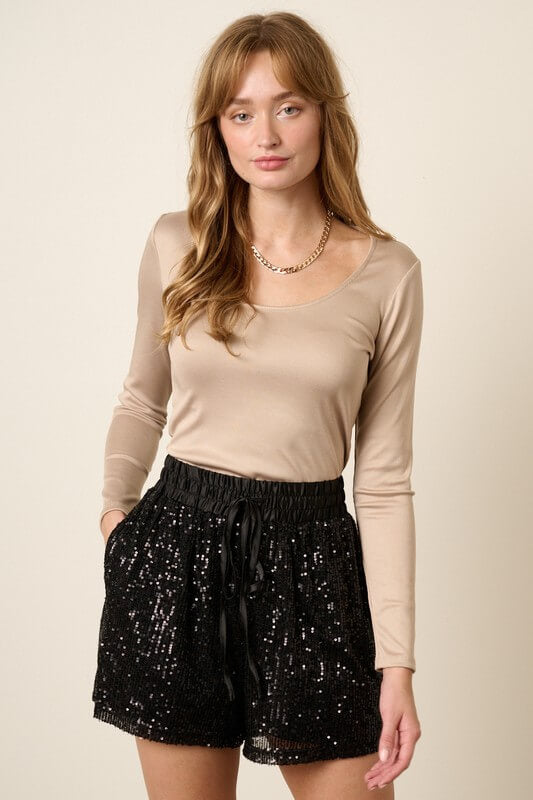 Taylor Fitted Rib Knit Top- Sand