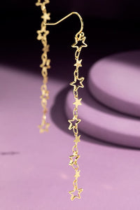 Long Star Dangle Earrings- Gold