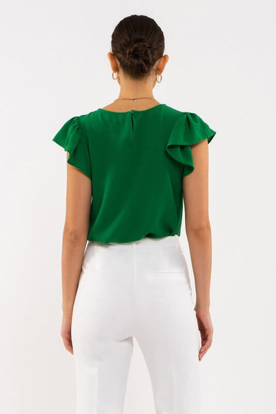 Jolie Ruffle Sleeve Top- Green