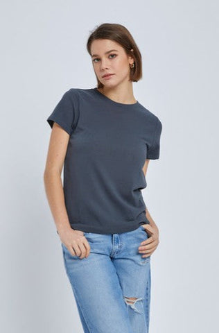 Malia Basic Short Sleeve Top- Charcoal