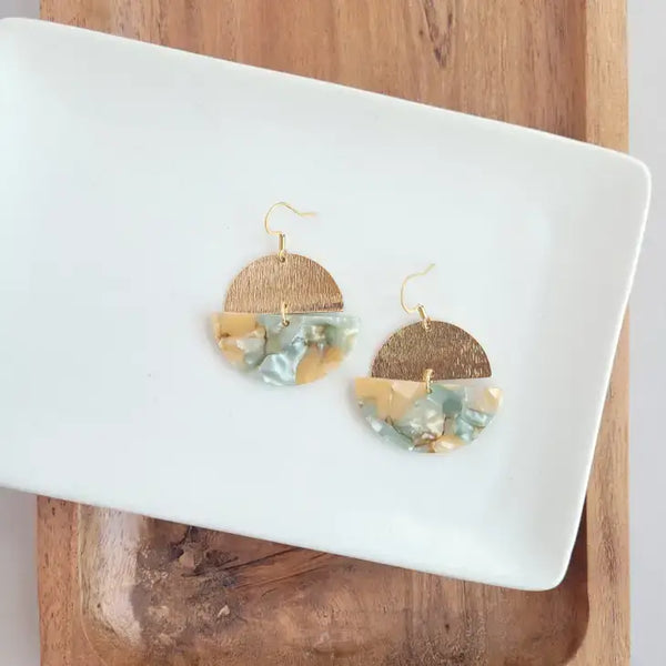 Clara Earrings- Blonde & Sage