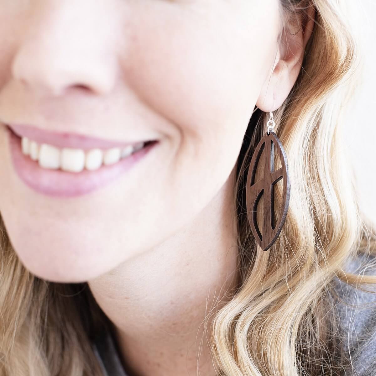 Grounded Goods Design- Pinched Oval Cross Wood Earrings