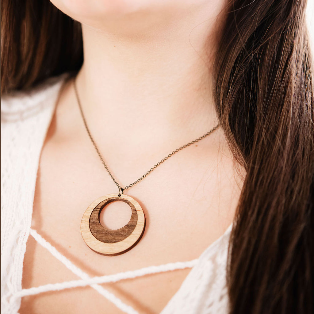 Grounded Goods Design- Double Circle Wood Necklace