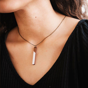 Grounded Goods Design- Vertical Bar Wood Necklace (White)