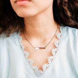 Grounded Goods Design- Bar Wood Necklace (White)
